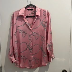 Silk ZARA Button Down Patterned Blouse